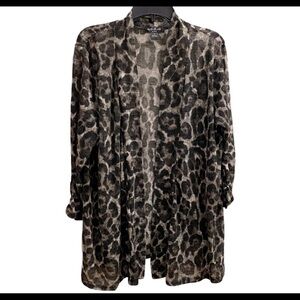 August Silk Woman Animal Print Diaphanous Sweater Sz 1X EUC